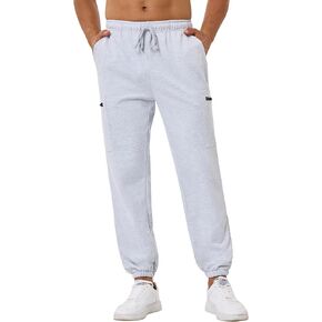 SILKWORLD Mens Sweatpants Tapered Athletic Joggers Workout Running Jogging Track Pants with Zipper Pockets in Kuwait