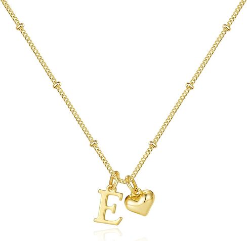 M Mooham Heart Necklace الأولي للنساء الفتيات - 14 كيلو بيل مطلي بالذهب A -Z قلادة قلادة لذيذ قلادة صغيرة قلادة أولية عيد ميلاد للنساء المجوهرات in Saudi Arabia