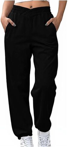 Crossover High Waisted Sweatpants for Women Baggy Athletic Joggers Lounge Running Track Pants with Pocket in Saudi Arabia