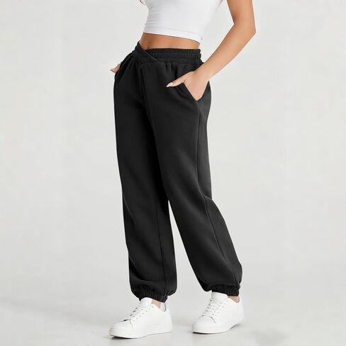 Crossover High Waisted Sweatpants for Women Baggy Athletic Joggers Lounge Running Track Pants with Pocket in Saudi Arabia