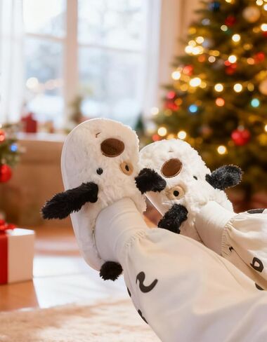 Dog Slippers for Women Men,Fluffy Animal Slippers | Cute Plush Dalmatian Slippers,Funny Cozy Warm Winter Indoor House Slippers,Cartoon Kawaii Puppy Slippers in Saudi Arabia