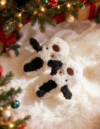 Dog Slippers for Women Men,Fluffy Animal Slippers | Cute Plush Dalmatian Slippers,Funny Cozy Warm Winter Indoor House Slippers,Cartoon Kawaii Puppy Slippers in Saudi Arabia