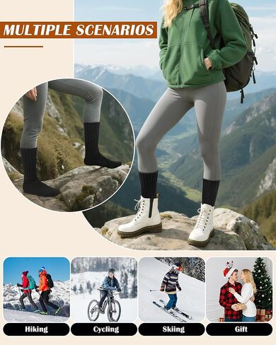 YSense Thermal Wool Socks for Women Thick Winter Boot Socks for Women Warm Cozy Breathable Hiking Socks 4 Pairs in Kuwait