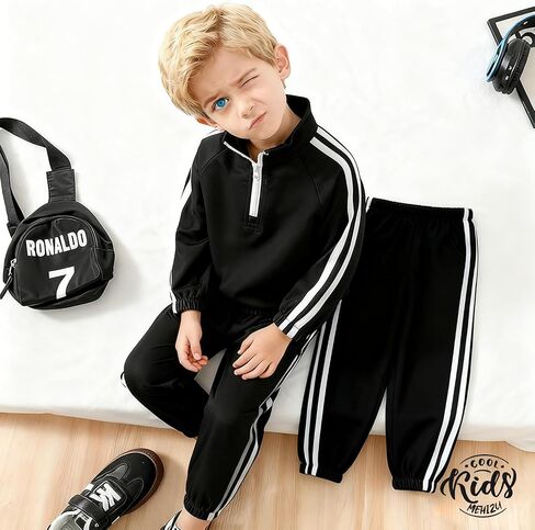 Boys Little Kids Spring Autumn New Long Sleeve Pants Casual Simple Cool Daily Wear Two Pieces in Saudi Arabia
