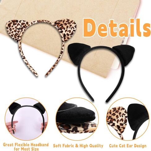 Leopard Cheetah Ears Headband for Women Girls Cute Cat Hairband Halloween Costume Party Accessories in Saudi Arabia