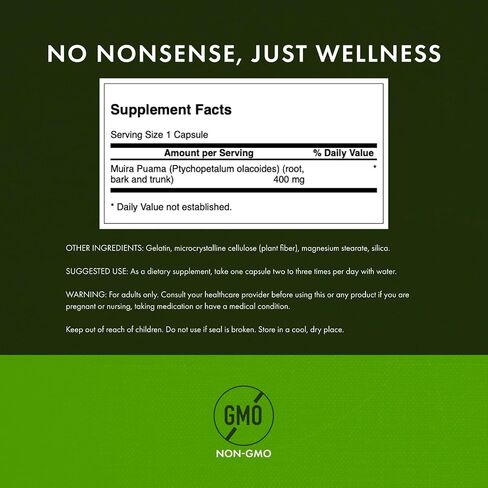 Swanson Muira Puama Root Sexual Health Virility Libido Boost Support Men's Women's Supplement 400 mg 90 Capsules in Saudi Arabia