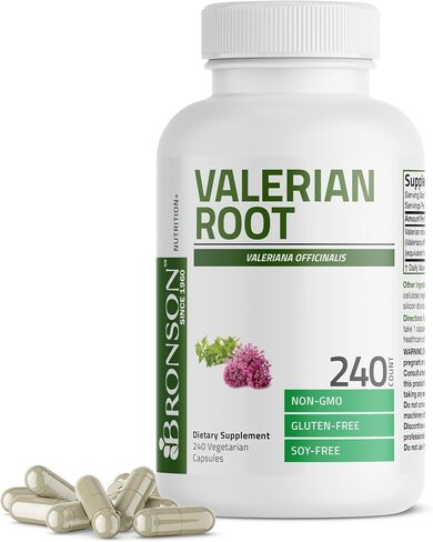 Bronson Valerian Root Capsules 1200mg - Valerian Officinalis - Promotes Relaxation - Non-GMO, Soy-Free Gluten-Free, 240 Vegetarian Capsules in Saudi Arabia
