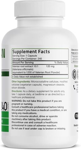 Bronson Valerian Root Capsules 1200mg - Valerian Officinalis - Promotes Relaxation - Non-GMO, Soy-Free Gluten-Free, 240 Vegetarian Capsules in Saudi Arabia