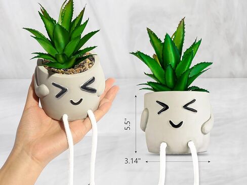 Oleek Small Phesid Plants Decore - عصارة مزيفة نباتات مصطنعة للمكتب ديكور - زخارف مكتب نباتية مزيفة للعمل - ديكور المكتب للنساء - مصانع المكاتب ملحقات الحجرة ديكور غرفة in Kuwait