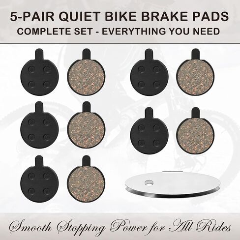 5 Pairs Bike Brake Pads, Low Noise Disc Brake Pads for Mountain Bicycles, Ebikes, Scooters - Semi-Metallic Resin Braking Pads Kit with Smooth Performance and Easy Installation in Saudi Arabia