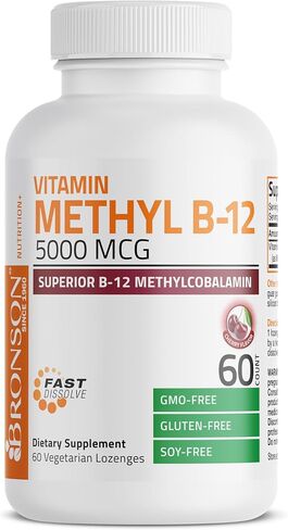 Bronson Methyl B12 5000 mcg Vitamin B12 Methylcobalamin Energy & Brain Support 60 Lozenges in Saudi Arabia
