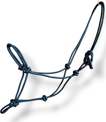 Premium Rope Horse Halter, Teal Blue, Braided Nylon, Standard Size, Training Headstall with Adjustable Noseband, Knotted Design in Saudi Arabia