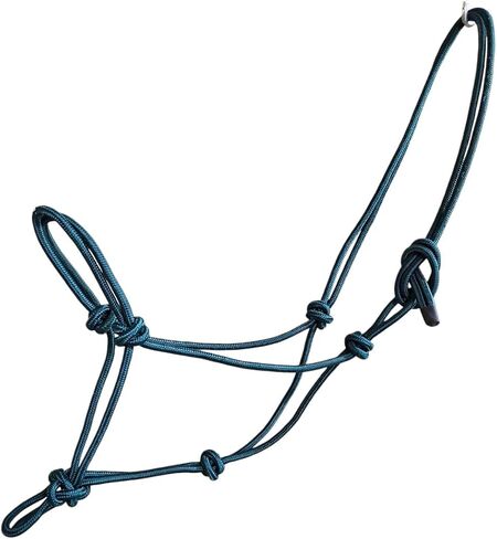 Premium Rope Horse Halter, Teal Blue, Braided Nylon, Standard Size, Training Headstall with Adjustable Noseband, Knotted Design in Saudi Arabia