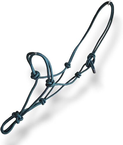 Premium Rope Horse Halter, Teal Blue, Braided Nylon, Standard Size, Training Headstall with Adjustable Noseband, Knotted Design in Saudi Arabia