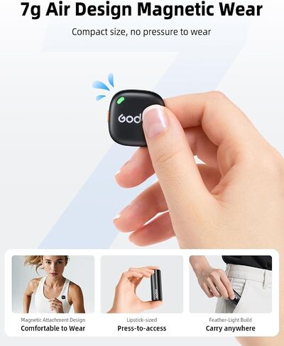 ميكروفون GODOX C01 Kit2 اللاسلكي لأجهزة iPhone 15/16/17 وAndroid، USB C، تقليل الضوضاء الذكي، صوت 48 كيلو هرتز/24 بت ونطاق 200 متر لمدونات الفيديو، يوتيوب (2 TX + 1 USB-C RX + حقيبة شحن) in Saudi Arabia