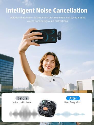 ميكروفون GODOX C01 Kit2 اللاسلكي لأجهزة iPhone 15/16/17 وAndroid، USB C، تقليل الضوضاء الذكي، صوت 48 كيلو هرتز/24 بت ونطاق 200 متر لمدونات الفيديو، يوتيوب (2 TX + 1 USB-C RX + حقيبة شحن) in Saudi Arabia