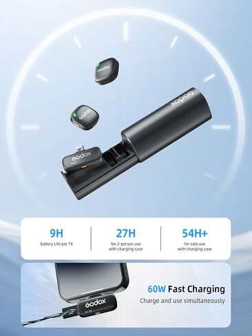 ميكروفون GODOX C01 Kit2 اللاسلكي لأجهزة iPhone 15/16/17 وAndroid، USB C، تقليل الضوضاء الذكي، صوت 48 كيلو هرتز/24 بت ونطاق 200 متر لمدونات الفيديو، يوتيوب (2 TX + 1 USB-C RX + حقيبة شحن) in Saudi Arabia