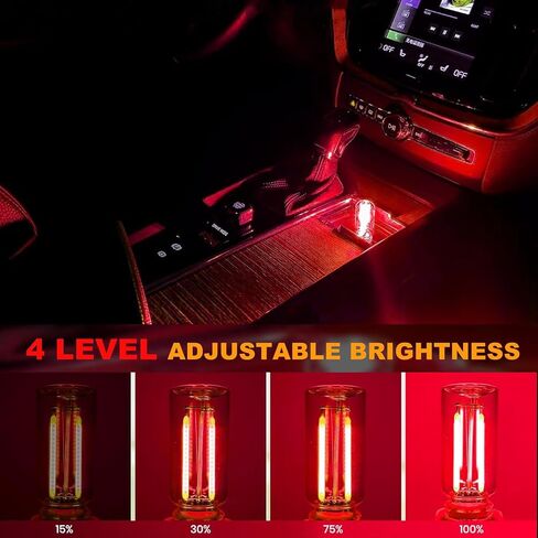 قطعتان من ضوء الجو الداخلي للسيارة USB LED، التحكم باللمس، سطوع قابل للتعديل، مصباح ليلي صغير محمول لغرفة النوم، والتخييم، وديكور عالمي in Kuwait