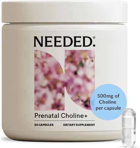 Needed Prenatal Choline - Optimal Prenatal Choline Add On, 250Mg Talc-free Vegan, Filler, Heavy Metals Free, Brain Development in Utero/Early Life, With VitaCholine, Non-GMO, Allergen Free 60 Capsules in Saudi Arabia
