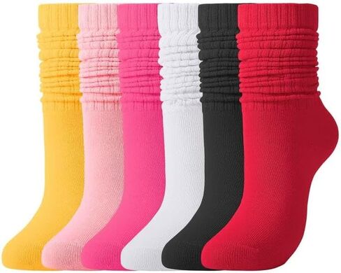 Jspupifip Slouch Socks for Women, Neon Sock 80s Breathable Stacked Scrunchy Socks Extra Long Knit Knee High Scrunch Sock in Saudi Arabia