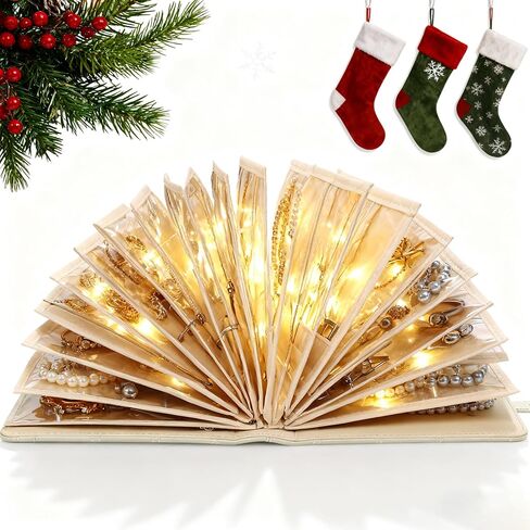 حالة مجوهرات سفر- منظم مجوهرات مجوهرات من الجلد المحمولة القابلة للإزالة مع مقصورات سحابية واضحة للأقراط ، وقلادات ، وحلقات ، وساعات (أبيض كريم) in Kuwait