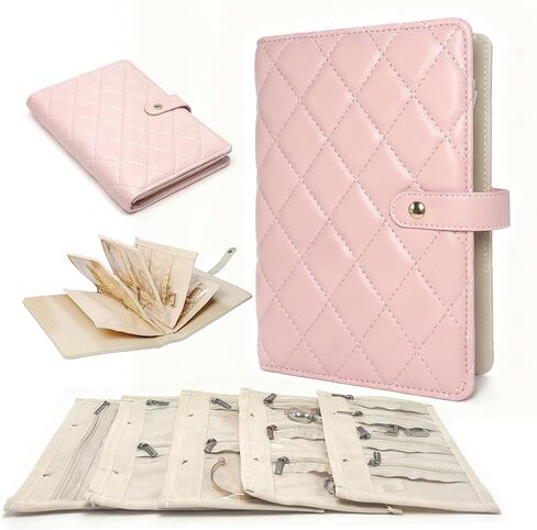 حالة مجوهرات سفر- منظم مجوهرات مجوهرات من الجلد المحمولة القابلة للإزالة مع مقصورات سحابية واضحة للأقراط ، وقلادات ، وحلقات ، وساعات (أبيض كريم) in Kuwait