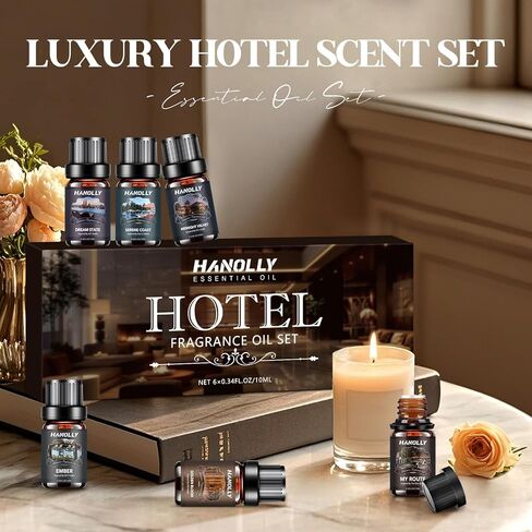 Essential Oils Set, Men Scents Fragrance Oil Aromatherapy Essential Oils Kit for Diffuser (6x10ML) - Sandalwood, Cedar, Leather, Sweet Tobacco, Rum, Cologne Aromatherapy Oils for Men in Kuwait