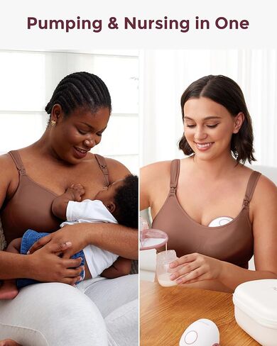 حمالة صدر Momcozy Pumping بدون استخدام اليدين، حمالات صدر للرضاعة الطبيعية والضخ، بطانة ثابتة لتعزيز الشكل in Saudi Arabia