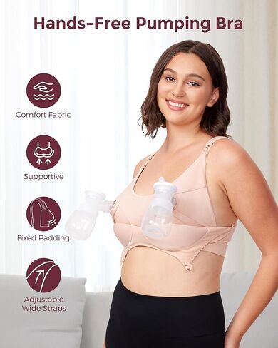 حمالة صدر Momcozy Pumping بدون استخدام اليدين، حمالات صدر للرضاعة الطبيعية والضخ، بطانة ثابتة لتعزيز الشكل in Saudi Arabia