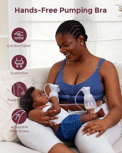 حمالة صدر Momcozy Pumping بدون استخدام اليدين، حمالات صدر للرضاعة الطبيعية والضخ، بطانة ثابتة لتعزيز الشكل in Saudi Arabia