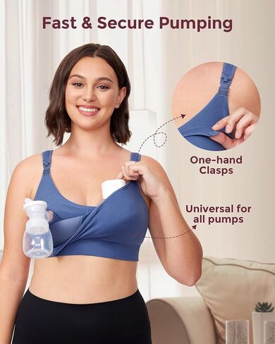 حمالة صدر Momcozy Pumping بدون استخدام اليدين، حمالات صدر للرضاعة الطبيعية والضخ، بطانة ثابتة لتعزيز الشكل in Saudi Arabia