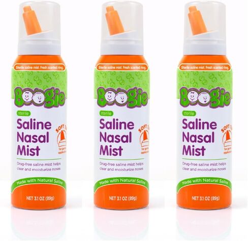 Baby Saline Nasal Spray by Boogie Mist, Allergy Relief, Nasal Decongestant, Made with Saline, Fresh, 3.1 Ounce (Pack of 3) in Kuwait