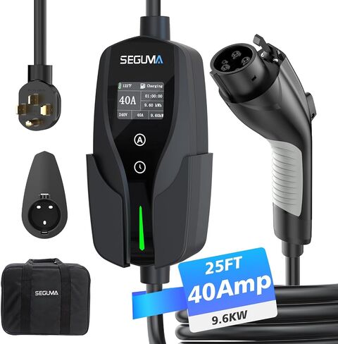 المستوى 1/2 ev شاحن ، 16AMP ، شاحن سيارة كهربائي قابل للتعديل ، شاحن كهربائي قابل للتعديل NEMA 5-15 قابس/NEMA 6-20 ، تأخير توقيت وشاشة LED محطة شحن EV محمولة 25 قدمًا لـ J1772 BEVS/PHEVS 110V-240V in Kuwait