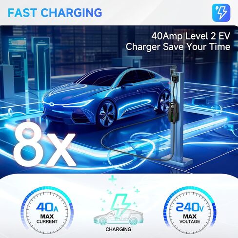 المستوى 1/2 ev شاحن ، 16AMP ، شاحن سيارة كهربائي قابل للتعديل ، شاحن كهربائي قابل للتعديل NEMA 5-15 قابس/NEMA 6-20 ، تأخير توقيت وشاشة LED محطة شحن EV محمولة 25 قدمًا لـ J1772 BEVS/PHEVS 110V-240V in Kuwait