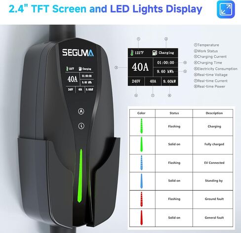 المستوى 1/2 ev شاحن ، 16AMP ، شاحن سيارة كهربائي قابل للتعديل ، شاحن كهربائي قابل للتعديل NEMA 5-15 قابس/NEMA 6-20 ، تأخير توقيت وشاشة LED محطة شحن EV محمولة 25 قدمًا لـ J1772 BEVS/PHEVS 110V-240V in Kuwait