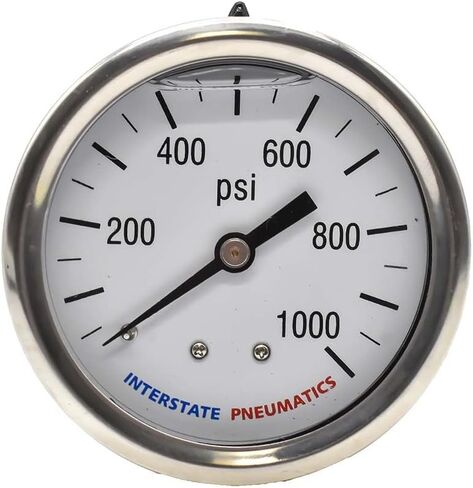 Interstate Pneumatics G7122-2500 Oil Filled Pressure Gauge 2500 PSI 2-1/2 Inch Dial 1/4 Inch NPT Rear Mount in Saudi Arabia