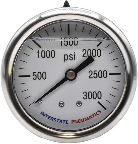 Interstate Pneumatics G7122-2500 Oil Filled Pressure Gauge 2500 PSI 2-1/2 Inch Dial 1/4 Inch NPT Rear Mount in Saudi Arabia