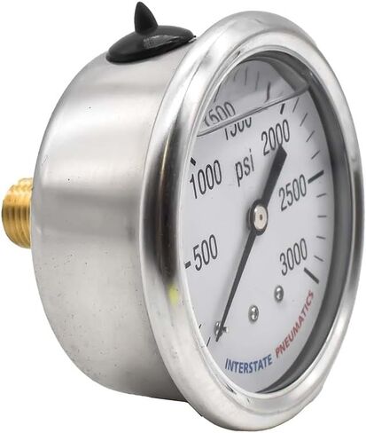 Interstate Pneumatics G7122-2500 Oil Filled Pressure Gauge 2500 PSI 2-1/2 Inch Dial 1/4 Inch NPT Rear Mount in Saudi Arabia