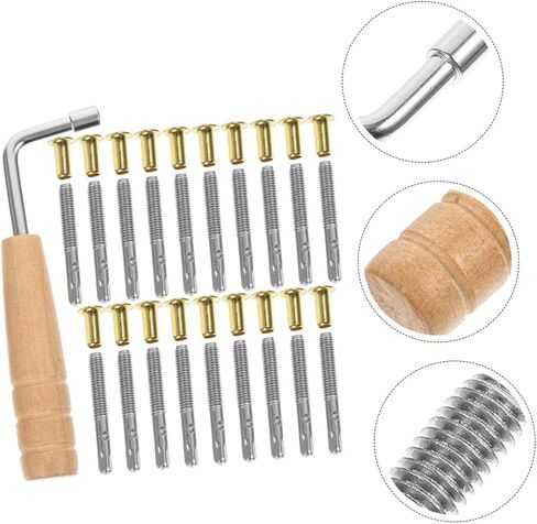 Lyre Harp Tuning Pin Set Wrench and Rivets Professional Replacement Accessories for Lyre Harp Maintenance Includes Tuning Tool and String Nails in Saudi Arabia