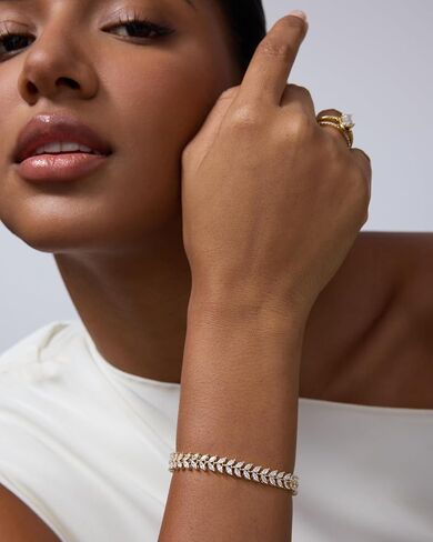 PAVOI 14K Gold Plated Marquise Cut Tennis Bracelet for Women - Cubic Zirconia Gold Tennis Bracelets for Women - Delicate Marquise CZ Bridal Jewelry for Wedding in Saudi Arabia