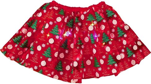 EARENT Light Up Christmas Tutu Skirt Xmas Santa Ballet Tulle Skirts Rave Festival Costume Tutus Skirts for Women Red in Saudi Arabia