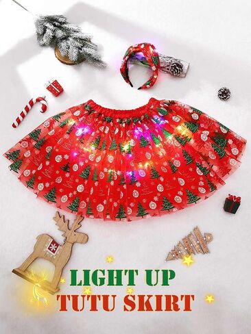 EARENT Light Up Christmas Tutu Skirt Xmas Santa Ballet Tulle Skirts Rave Festival Costume Tutus Skirts for Women Red in Saudi Arabia