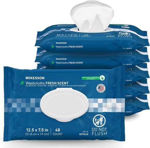McKesson StayDry Disposable Washcloths with Aloe, Pre-moistened, 7.5 X 12.5 Inch, Soft Pack - Pack of 100 (Packaging May Vary) in Saudi Arabia