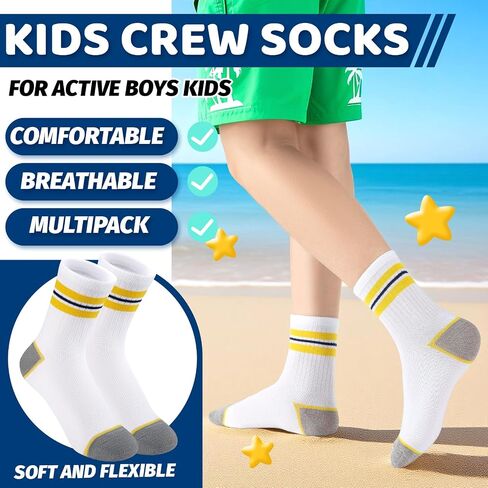 20 زوجًا من الجوارب للأولاد، جوارب سوداء للأطفال، عبوات متعددة للمدرسة الرياضية، من عمر 4 إلى 12 عامًا in Saudi Arabia
