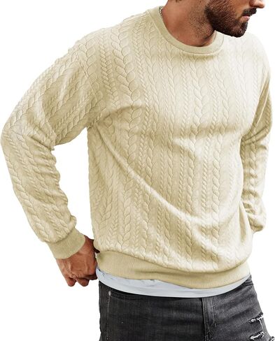 JMIERR Men's Crewneck Sweatshirt Long Sleeve Casual Textured Pullover Sweatshirts Warm Fashion Shirt in Saudi Arabia
