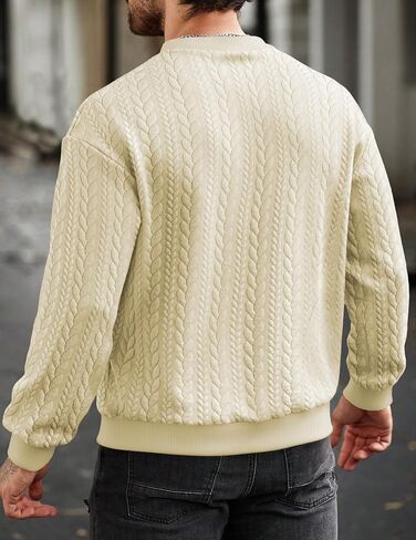 JMIERR Men's Crewneck Sweatshirt Long Sleeve Casual Textured Pullover Sweatshirts Warm Fashion Shirt in Saudi Arabia