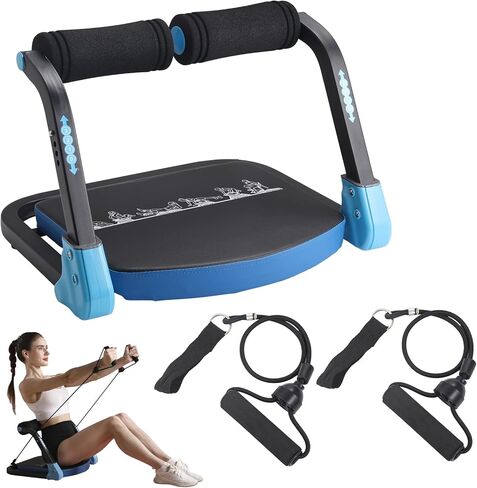 Ab Machine with Resistance Bands for Abdominal Exercise - 3 Levels Adjustable Sit-Up Exercise Equipment for Home Gym, Core & Full Body Workout in Saudi Arabia