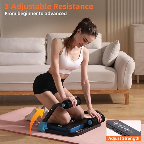 Ab Machine with Resistance Bands for Abdominal Exercise - 3 Levels Adjustable Sit-Up Exercise Equipment for Home Gym, Core & Full Body Workout in Saudi Arabia