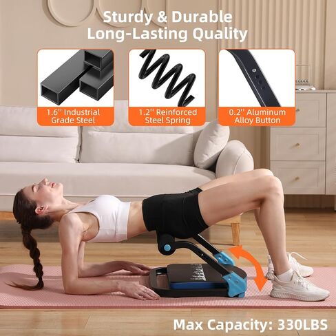 Ab Machine with Resistance Bands for Abdominal Exercise - 3 Levels Adjustable Sit-Up Exercise Equipment for Home Gym, Core & Full Body Workout in Saudi Arabia