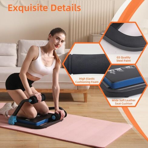 Ab Machine with Resistance Bands for Abdominal Exercise - 3 Levels Adjustable Sit-Up Exercise Equipment for Home Gym, Core & Full Body Workout in Saudi Arabia